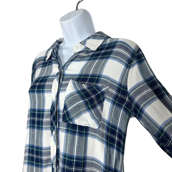 Rails Hunter Women’s Plaid Rayon Button-Down Shirt Soft Blue White Size Small - Picture 4 of 11